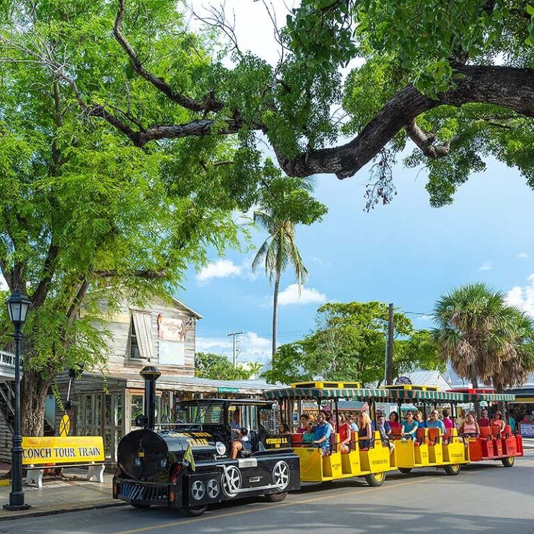 Conch Tour Train driving by Mallory Square