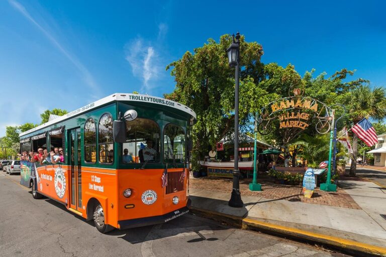 Key West Old Town Trolley driving past Bahama Village