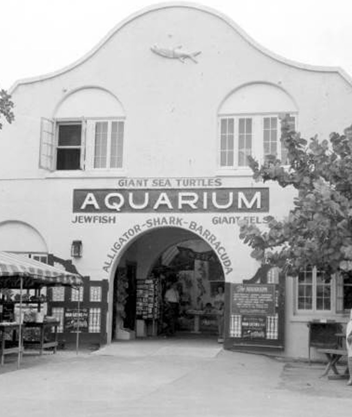 old photo of the key west aquarium entrance