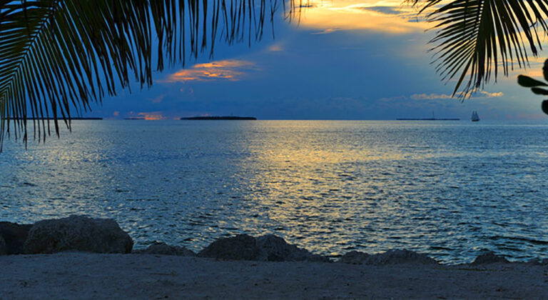 sunset view from Fort Zachary Taylor park and beach